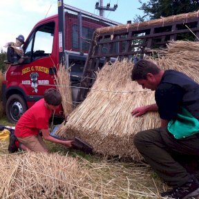 Demonstrating thatching at fete
